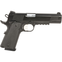 Tisas 10100531 1911 Duty 9+1 5\" Black Cold Hammer Forged Barrel, Black Serrated Steel Slide, Black Cerakote Steel Frame w/Accessory Rail & Beavertail, Black Overmolded Grips