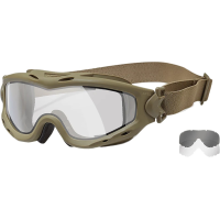 Wiley X Spear Goggles Eye Protection, Clear Lens, Tan Frame, MIL-PRF-32432A Ballistic Rated.