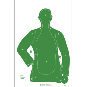 Action Target Silhouette Qualification Paper Targets 23x35  100 Count (Green/White)