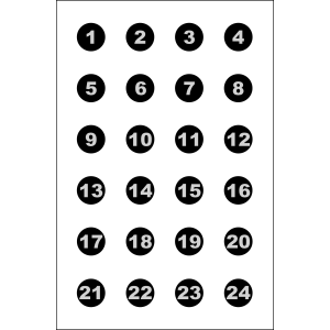 Action Target 3 Numbered Sighting Circle Targets 23x35  100 Count (Black/White)