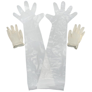 Allen Field Dressing Gloves Clear Latex Shoulder/Wrist Set