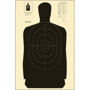Action Target B-27S LE Qualification Silhouette Paper Targets 24x45  100 Count (Black/White)