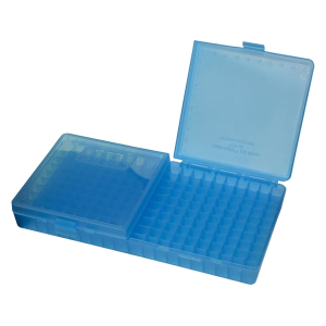 MTM Flip Top Ammo Box 40 S&W, 10mm Auto, 45 ACP 200-Round Plastic Clear Blue