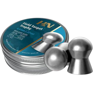 H&N Field Target Trophy Air Gun Pellets 22 Caliber 14.66 Grain 5.54mm Head-Size Domed Tin of 250