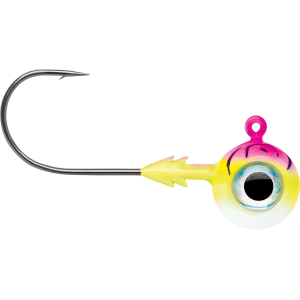 VMC Tungsten Moon Eye 1/4oz Round Ball Jighead Pink Fire UV