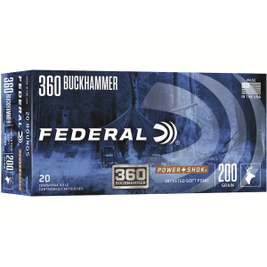 Federal Power-Shok 360 Buckhammer Ammo 200 Grain Jacketed Soft Point Case of 200 (10 Boxes of 20) - Federal Premium