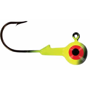 Big Bite Baits Double Dot 2 Color 1/32oz Round Ball Jighead Black/Chartreuse