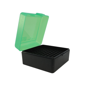 MTM Flip Top Ammo Box 17 Remington, 204 Ruger, 223 Remington 100-Round Plastic Green and Black