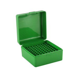 MTM Flip Top Ammo Box 17 Remington, 204 Ruger, 223 Remington 100-Round Plastic Green
