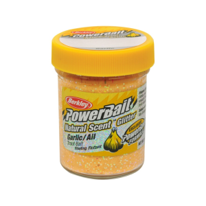 Berkley PowerBait Glitter Trout Bait Garlic Scent Yellow 1.75oz Jar