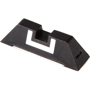 Glock Square Rear Sight Slim 6.5mm .256" Height Polymer Black White Outline