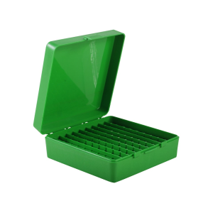 MTM Flip Top Ammo Box 41 Remington Magnum, 44 Remington Magnum, 45 Colt (Long Colt) 100-Round Plastic Green