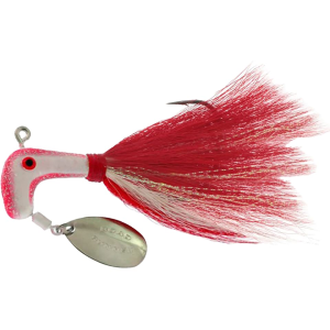Road Runner Buck Tail Underspin Jig White/White&Red Tail 1 oz
