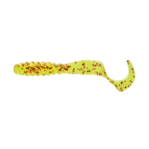 Mister Twister Meeny Curly Tail 3" Grub Chartreuse Red Flake 20PK