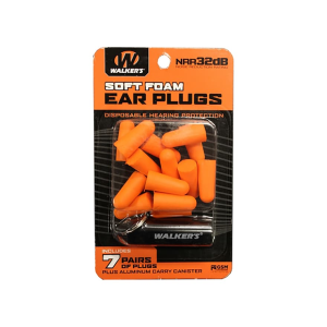Walker's Foam Ear Plugs Neon Orange with Aluminum Case