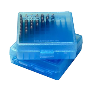 MTM Flip Top Ammo Box 22 Long Rifle, 25 ACP 100-Round Plastic Clear Blue