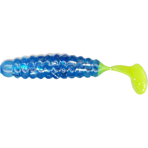 Charlie Brewer's Crappie Slider Grub Blue Ice/Chartreuse