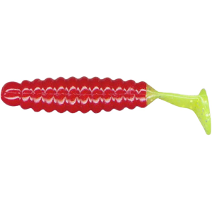 Charlie Brewer's Crappie Slider Grub Red/Chartreuse Tail