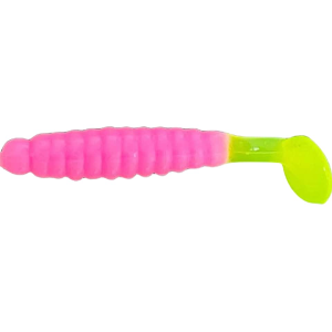 Charlie Brewer's Crappie Slider Grub Bubblegum/Chartreuse Tail