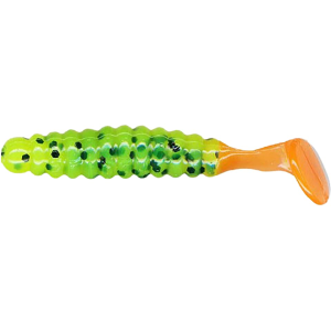 Charlie Brewer's Crappie Slider Grub Chartreuse Black Flake/Orange