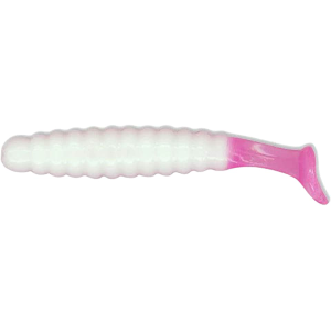 Charlie Brewer's Crappie Slider Grub White/Pink Glow Tail