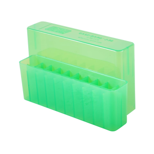 MTM Slip Top Ammo Box 7mm Remington Magnum, 300 Winchester Magnum, 375 H&H Magnum 20-Round Plastic Clear Green
