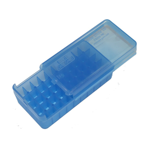 MTM Side Slide Ammo Box 40 S&W, 10mm Auto, 45 ACP 50-Round Plastic Clear Blue