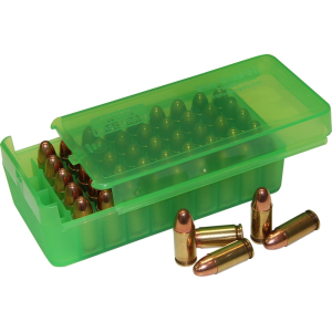 MTM Side Slide Ammo Box 40 S&W, 10mm Auto, 45 ACP 50-Round Plastic Clear Green