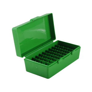 MTM Flip Top Ammo Box 41 Remington Magnum, 44 Remington Magnum, 45 Colt (Long Colt) 50-Round Plastic Green
