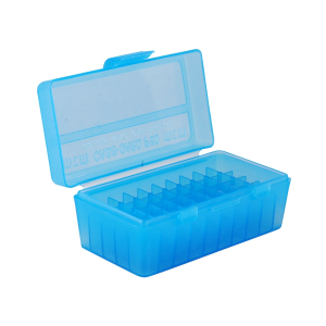 MTM Flip Top Ammo Box 38 Special, 357 Magnum 50-Round Plastic Clear Blue