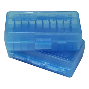 MTM Flip Top Ammo Box 40 S&W, 10mm Auto, 45 ACP 50-Round Plastic Clear Blue
