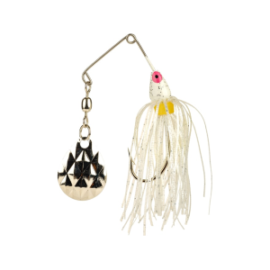 Strike King Mini-King Single Colorado Spinnerbait 1/8oz White Head White Skirt Nickel