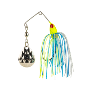 Strike King Mini-King Single Colorado Spinnerbait 1/8oz Chart Head Chartreuse/Blue/Silver Skirt Nickel