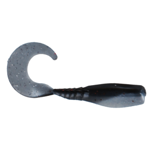 Big Bite Baits Curly Tail Crappie Minnr Grub Black Neon/Pearl Silver