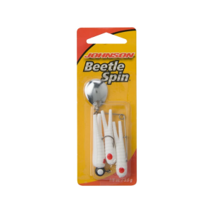 Johnson Beetle Spin 1/8oz White Red Dot Nickel