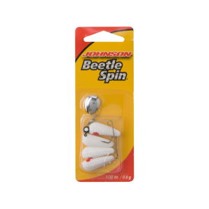 Johnson Beetle Spin 1/32oz White Red Dot Nickel