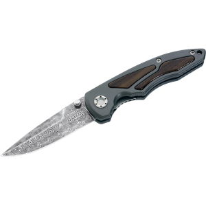 Boker Knives Leopard Damascus I Pocket Knife 3.54" Spear Point Damascus Blade Aluminum Handle Gray