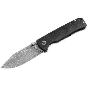 Boker Knives Tiger Damast Pocket Knife 3.35" Clip Point Damascus Stonewashed Blade Micarta Handle Black