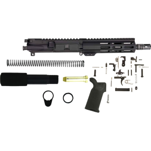 AR-STONER AR-15 Enhanced Pistol Build Kit with Upper Receiver Assembly 300 AAC Blackout 8" Barrel Pistol Length M-LOK Handguard, Complete Lower Parts Kit with Magpul MOE Furniture Black