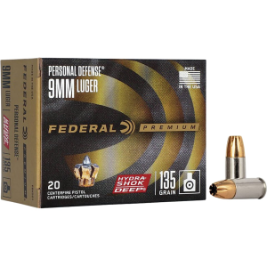 Federal Premium Personal Defense 9mm Luger Ammo 135 Grain Federal Hydra-Shok Deep Jacketed Hollow Point Case of 200 (10 Boxes of 20) - Federal Premium