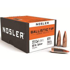 Nosler Ballistic Tip Varmint 22 Caliber (224 Diameter) Bullets 60 Grain Polymer Tip with Cannelure Box of 250
