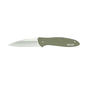Kershaw Leek Assisted Opening Pocket Knife 3" Wharncliffe Sandvik 14C28N Stainless Steel Blade Aluminum Handle Olive Drab