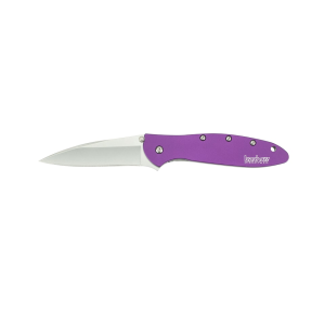 Kershaw Leek Assisted Opening Pocket Knife 3" Wharncliffe Sandvik 14C28N Stainless Steel Blade Aluminum Handle Purple