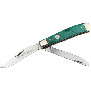 Boker Knives Traditional Series 2.0 Trapper Pocket Knife 3.25" Clip and Spey Point D2 Satin Blade Bone Handle Green