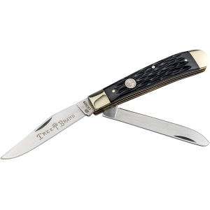 Boker Knives Traditional Series 2.0 Trapper Pocket Knife 3.25" Clip and Spey Point D2 Satin Blade Jigged Bone Handle Black