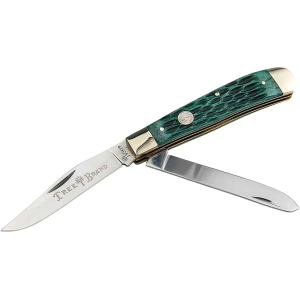 Boker Knives Traditional Series 2.0 Trapper Pocket Knife 3.25" Clip and Spey Point D2 Satin Blade Jigged Bone Handle Green