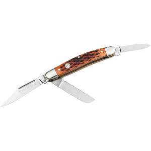 Boker Knives Traditional Series 2.0 Medium Stockman Pocket Knife 2.25" Clip Point, Pen, Wharncliffe D2 Satin Blade Jigged Bone Handle Brown