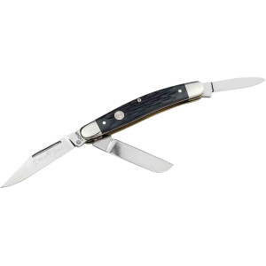 Boker Knives Traditional Series 2.0 Medium Stockman Pocket Knife 2.25" Clip Point, Pen, Wharncliffe D2 Satin Blade Jigged Bone Handle Black