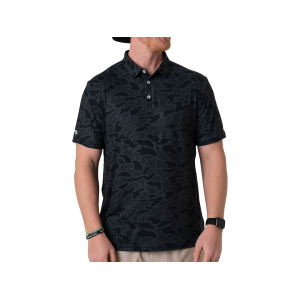 Burlebo Men's Performance Short Sleeve Polo Black Camo Medium