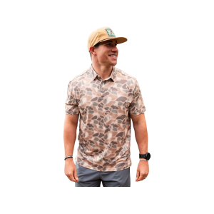 Burlebo Men's Performance Short Sleeve Polo Pintail Camo Large
